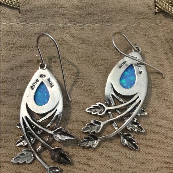 NWT Natural Blue Opal Bold Dangle Earrings - Picture 3 of 11